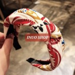 Diadema de tela con nudo cruzado, Diademas de nudo cruzado con estampado de lunas y flores
